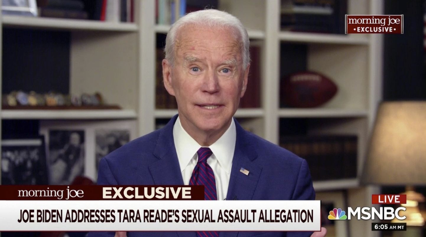 USA presidendiks pürgiv Joe Biden MSNBC hommikuprogrammis "Morning Joe" ahistamissüüdistusi eitamas.