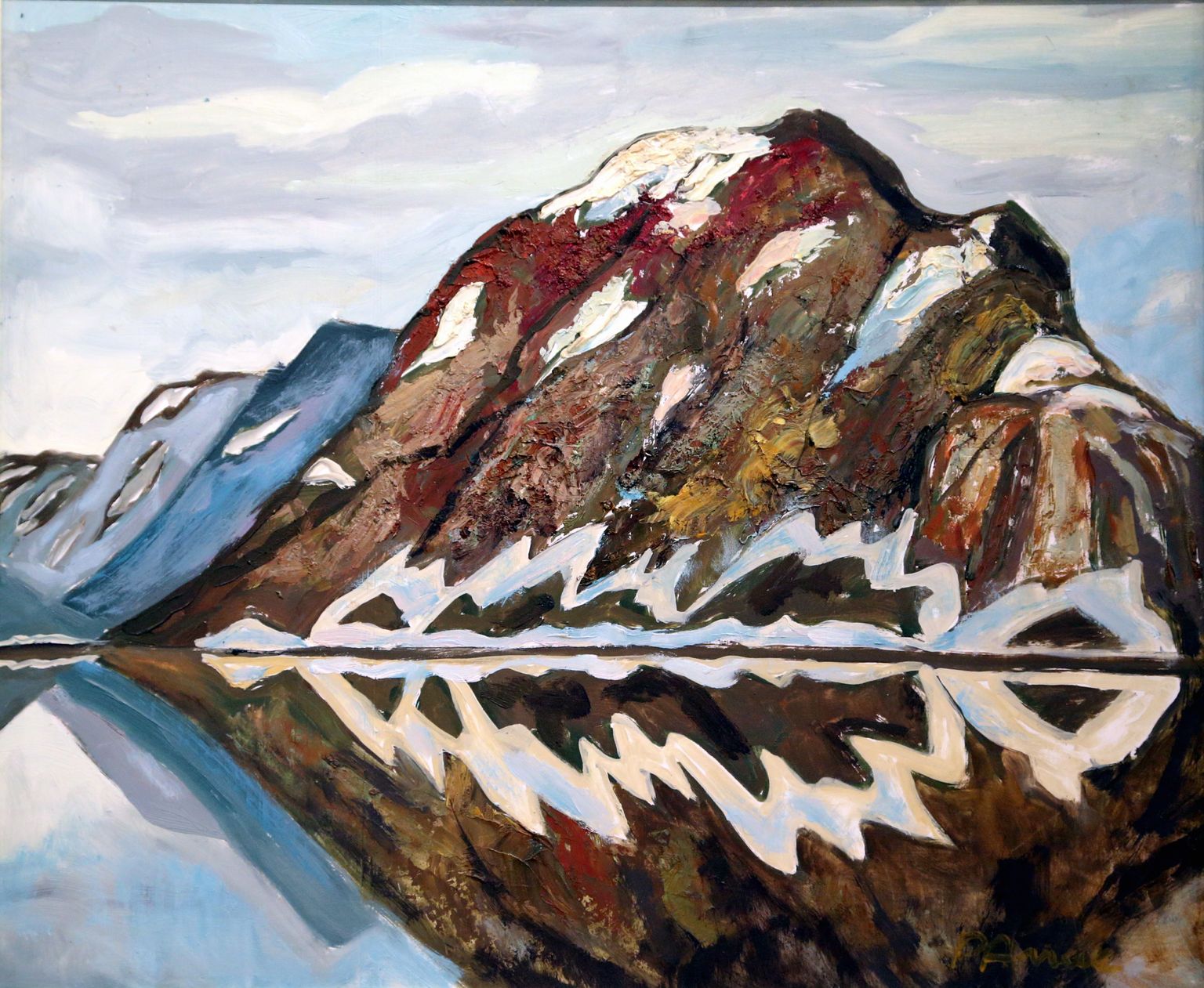 E-Kunstisalongis on Piibe-Imbi Arraku maalide näitus.
Pildil "Pealpool lumepiiri" 2008.