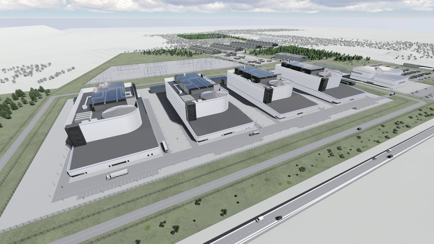 Планируемая Fermi Energia атомная станция с четырьмя реакторами будет выглядеть так.