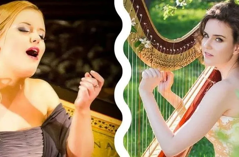 Harfimängija Nina Mišhenko (paremal) ja sopran Maria Veretenina