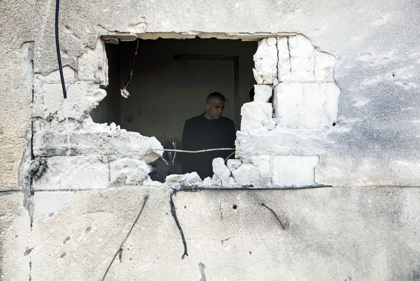 Mõni aeg tagasi Gazast tulisatud raketi tõttu purustatud hoone Sderoti linnas Iisraelis.