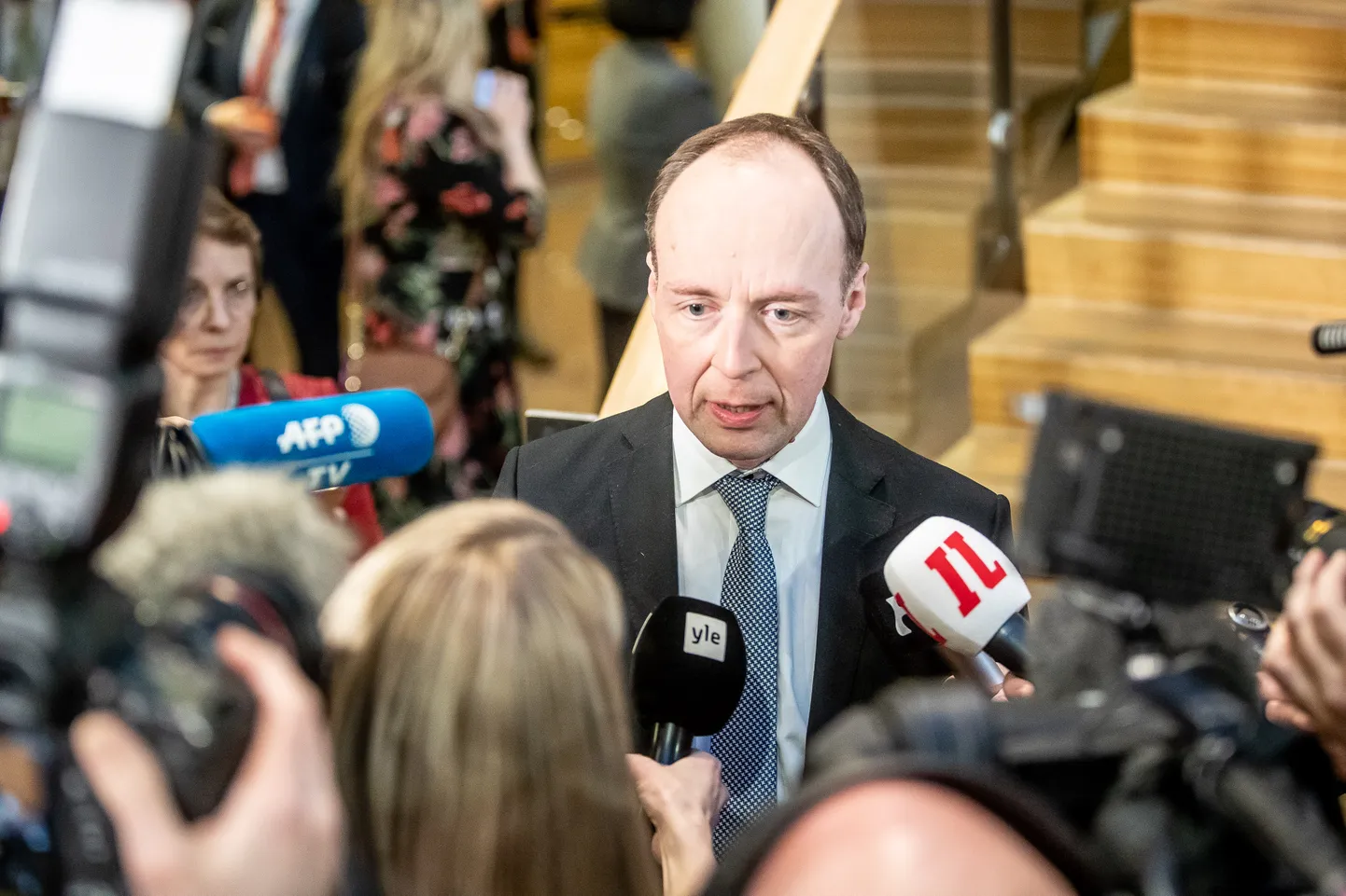Helsingi, Soome 14.04.2019
Valimised Soomes. Partei juhid. 
Pildil Põlissoomlased, Jussi Halla-aho. 	

2019 Finnish parliamentary election. Party leaders
In the picture Finns Party, Jussi Halla-aho.
FOTO:SANDER ILVEST/POSTIMEES