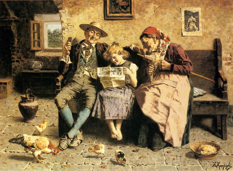 Эудженио Дзампиджи. Чтение новостей (1890-е).  