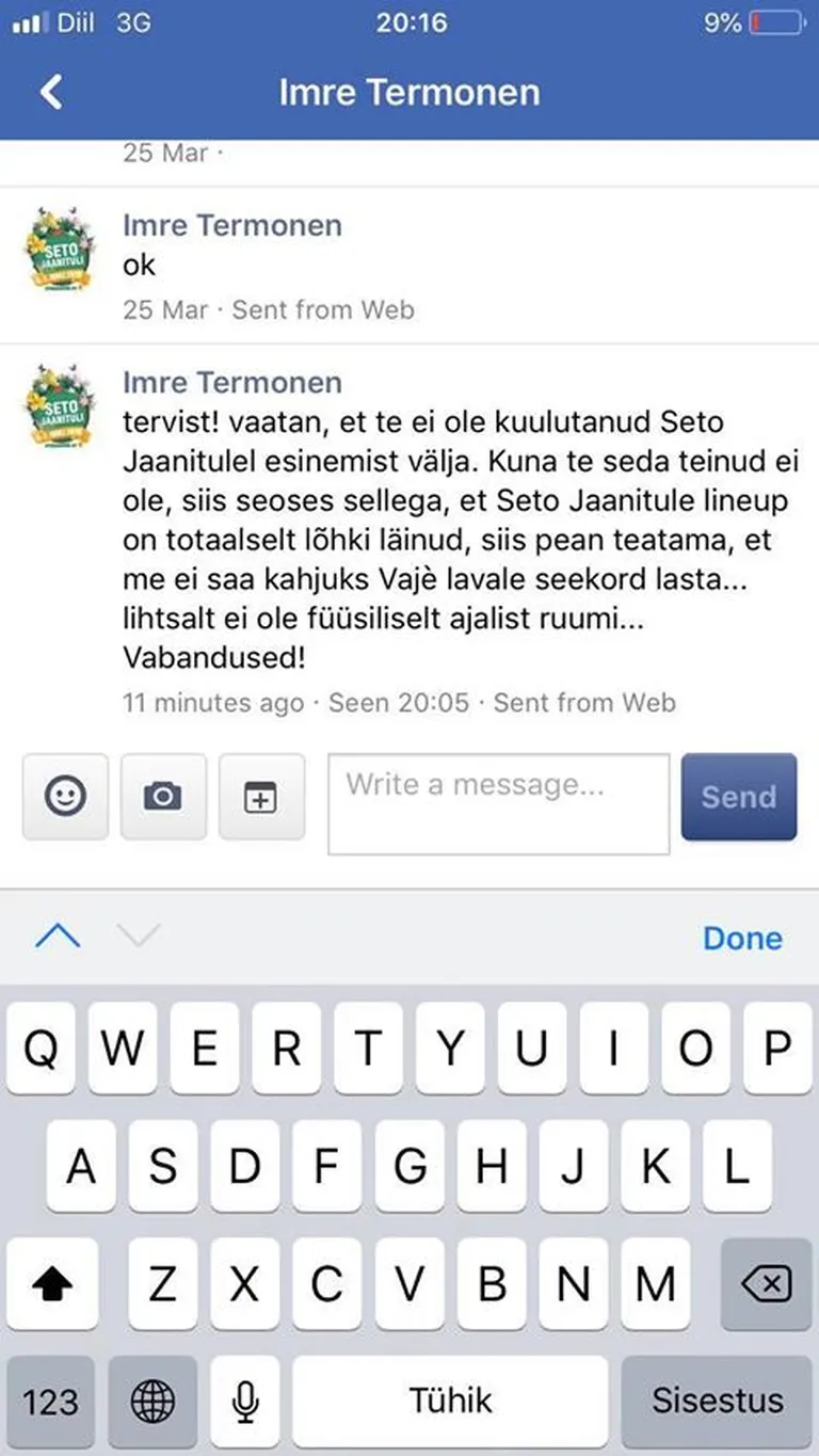 Seto jaanitule korraldajate sõnum Vajé'le.