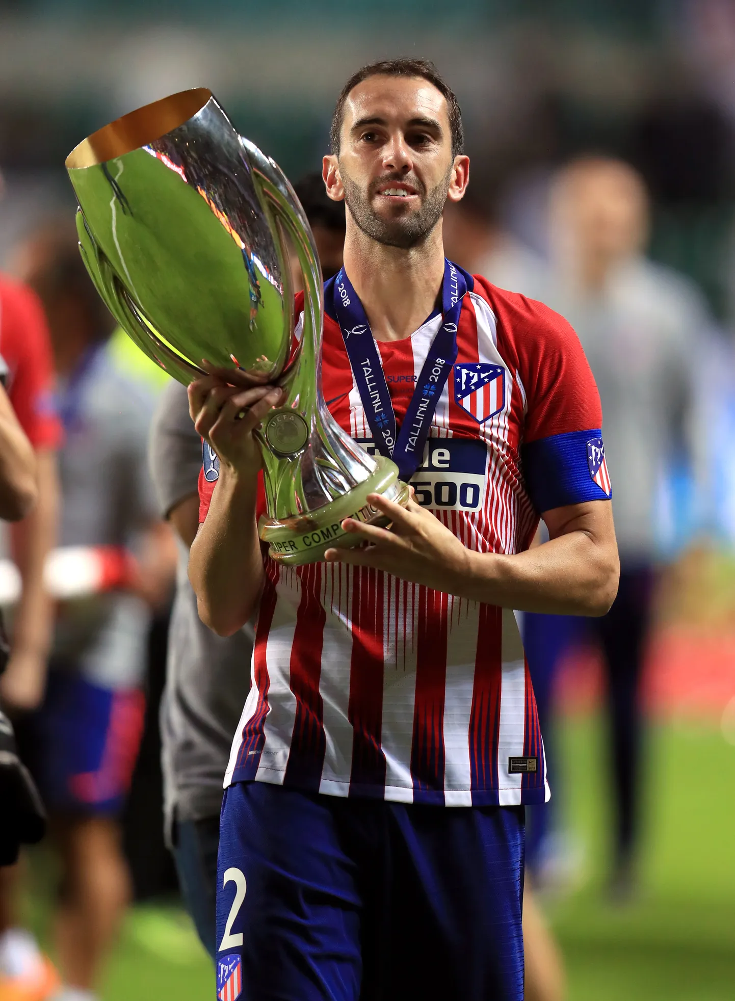 Madridi Atlético kaitsja Diego Godin 15. augustil 2018 Tallinnas A. Le Coq Arenal UEFA Superkarikaga