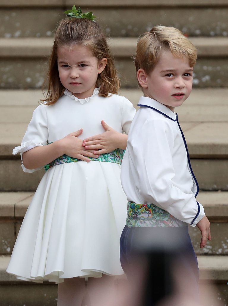 Prints George ja ta õde Charlotte 12. oktoobril 2018 Yorki printsess Eugenie ja Jack Brooksbanki pulmas