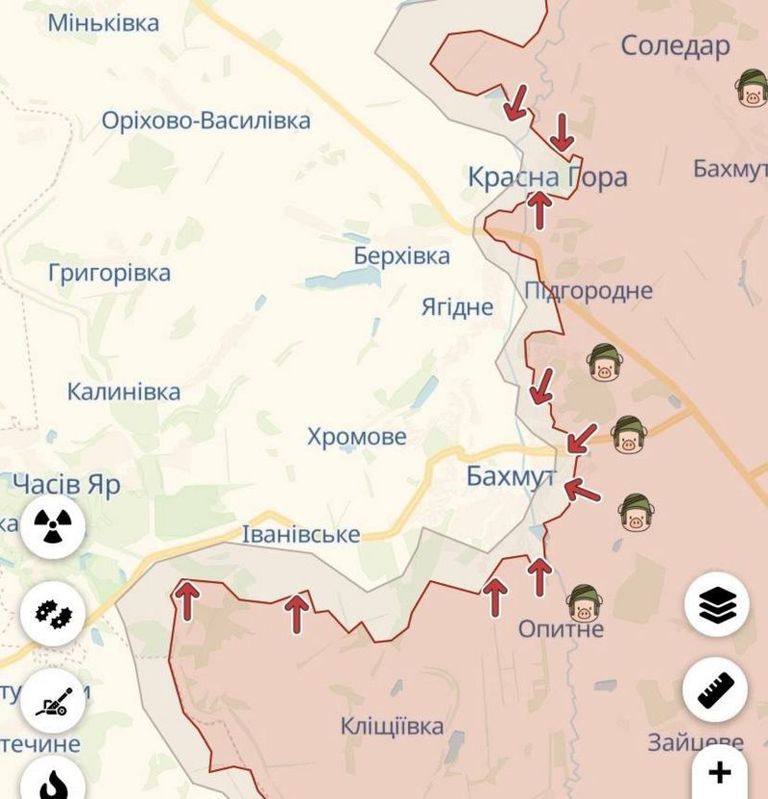 Неофициальная карта боевых действий от украинского сервиса DeepState