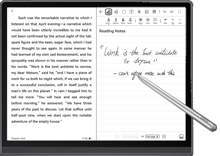 Huawei MatePad Paper on Androidiga ja võib seega ka teatud olukordades tahvelarvutit asendada.