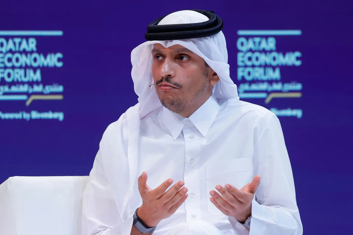 Katari peaminister  Mohammed bin Abdulrahman Al-Thani 20. mail Dohas majandusfoorumil esinemas.