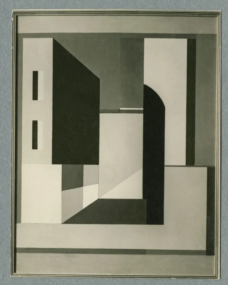 Arnold Akberg. Konstruktsioon. Linn. 1929. Õli