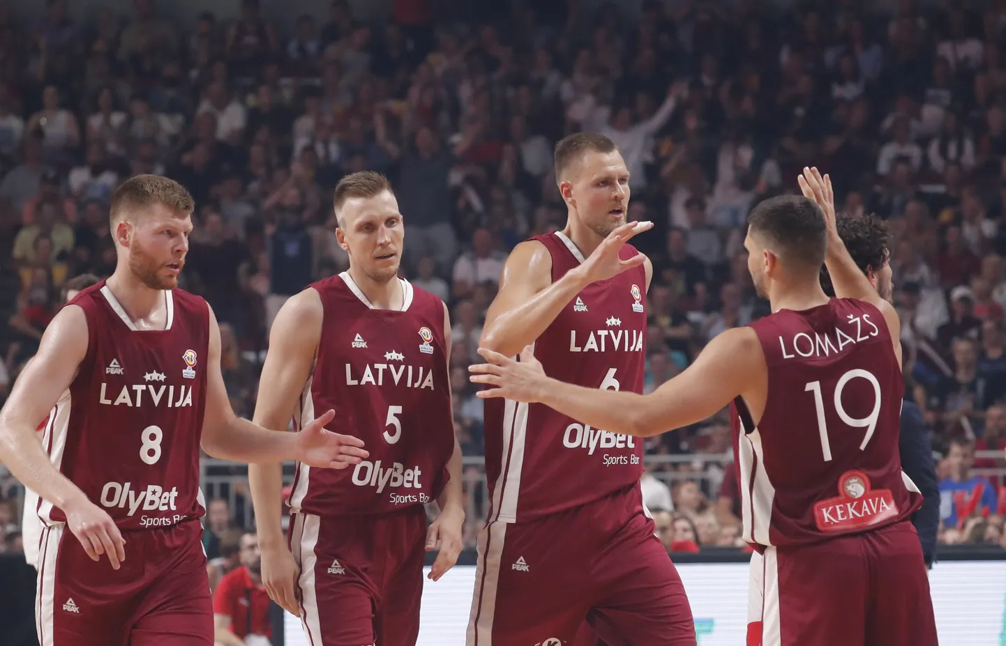 Läti koondislased 2022. aasta augustis (vasakult): Davis Bertans, Mareks Majeris, Kristaps Porzingis ja Rihards Lomazs.