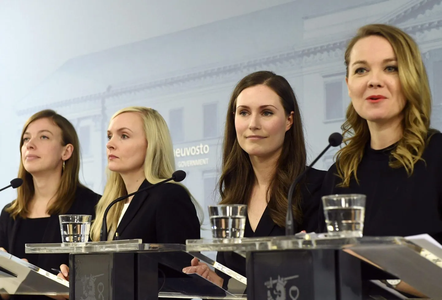Vasakult: haridusminister Li Andersson, siseminister Maria Ohisalo, peaminister Sanna Marin and rahandusminister Katri Kulmuni.