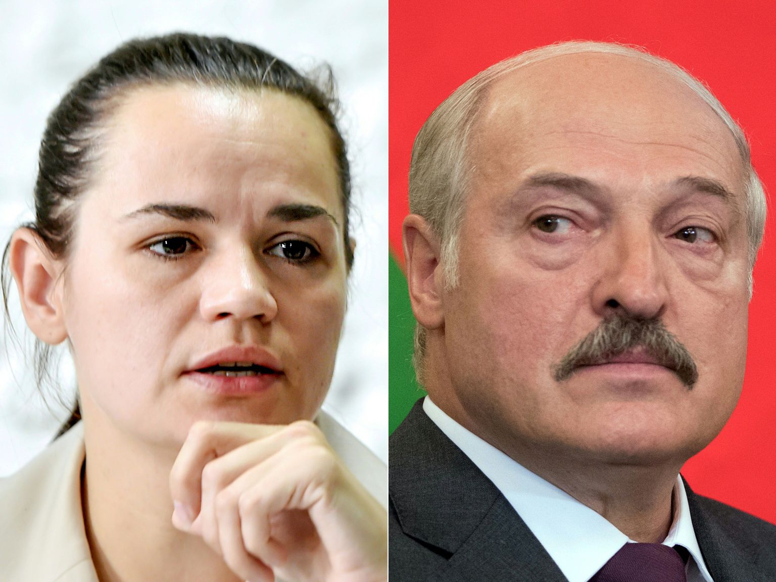 Svetlana Tihanovska un Aleksandrs Lukašenko