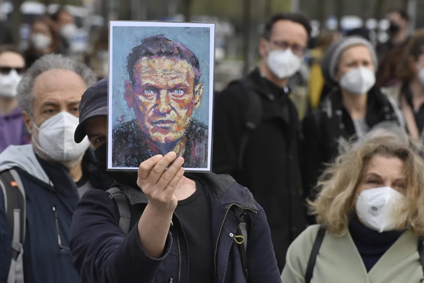 Navalnõi portree Berliinis tema toetuseks korraldatud meeleavaldusel.