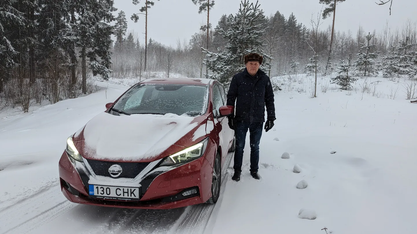 Elektriauto läheb külmaga käima küll, tõestas Mati Kuklane oma elektriautoga 4. jaanuari ennelõunal.