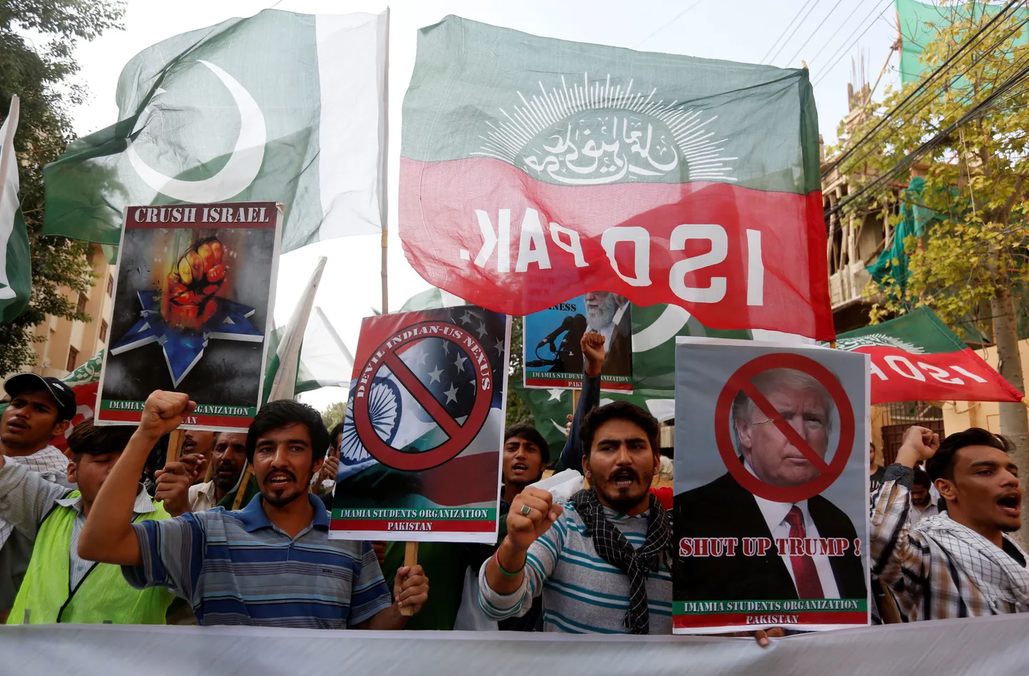 USA presidendi Donald Trumpi vastane meeleavaldus Pakistanis Karachis 27. augustil 2017.