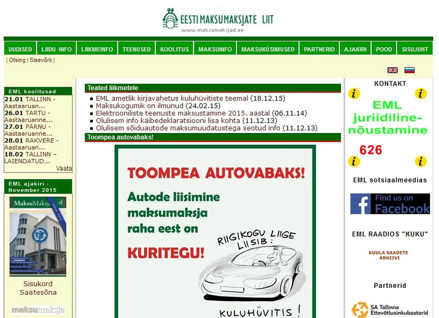 Maksumaksjate Liidu koduleht maksumaksjad.ee.