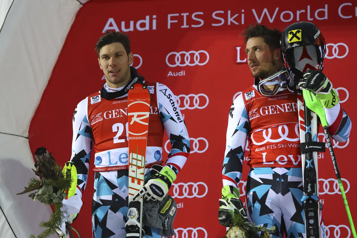 Marcel Hirscher (paremal)ja Michael Matt.
