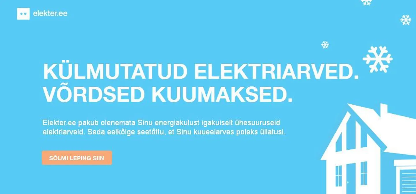Elekter.ee kodulehekülje reklaam.