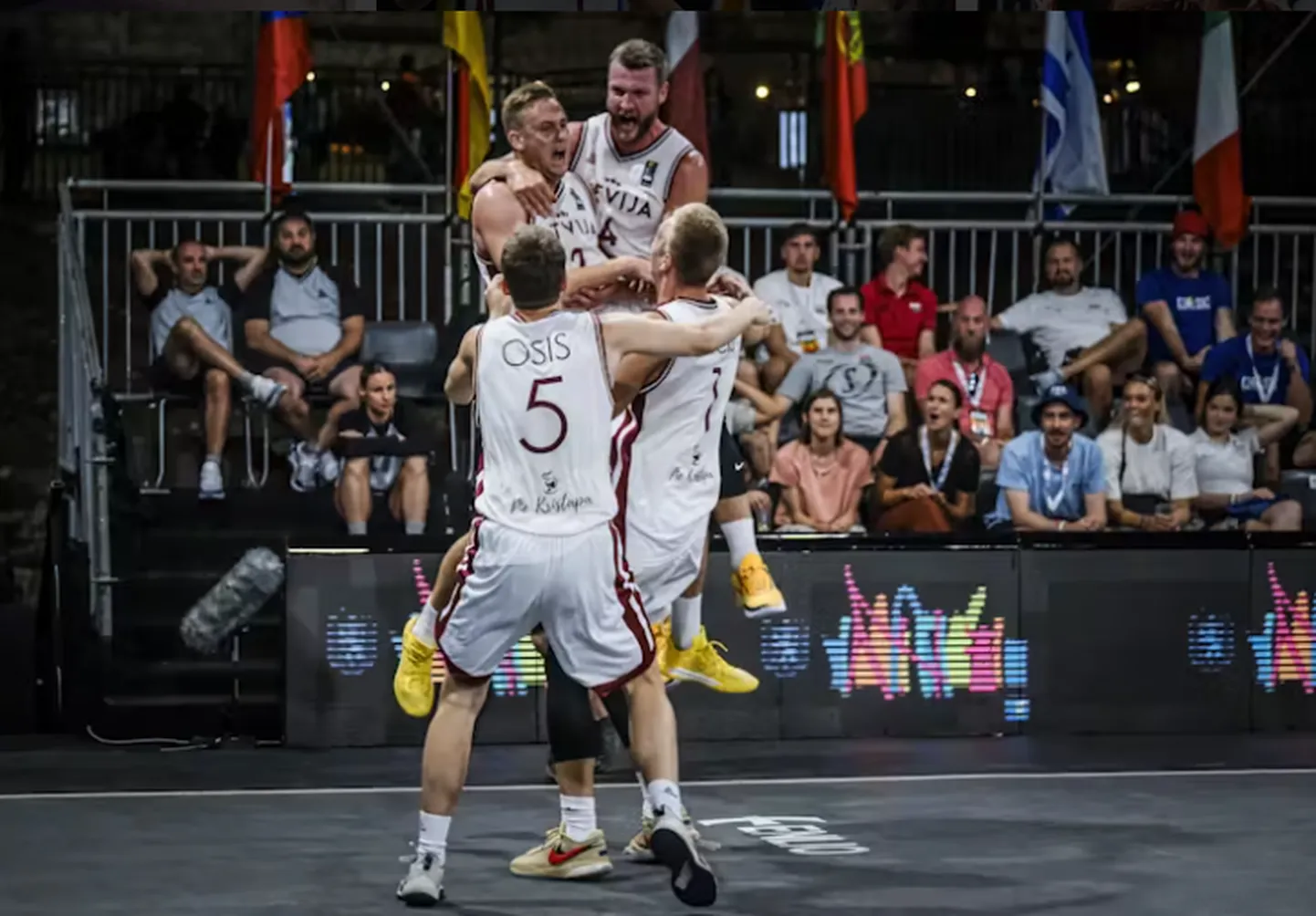 Latvijas 3x3 basketbolisti Kārlis Pauls Lasmanis, Francis Lācis, Mārcis Osis un Zigmārs Raimo