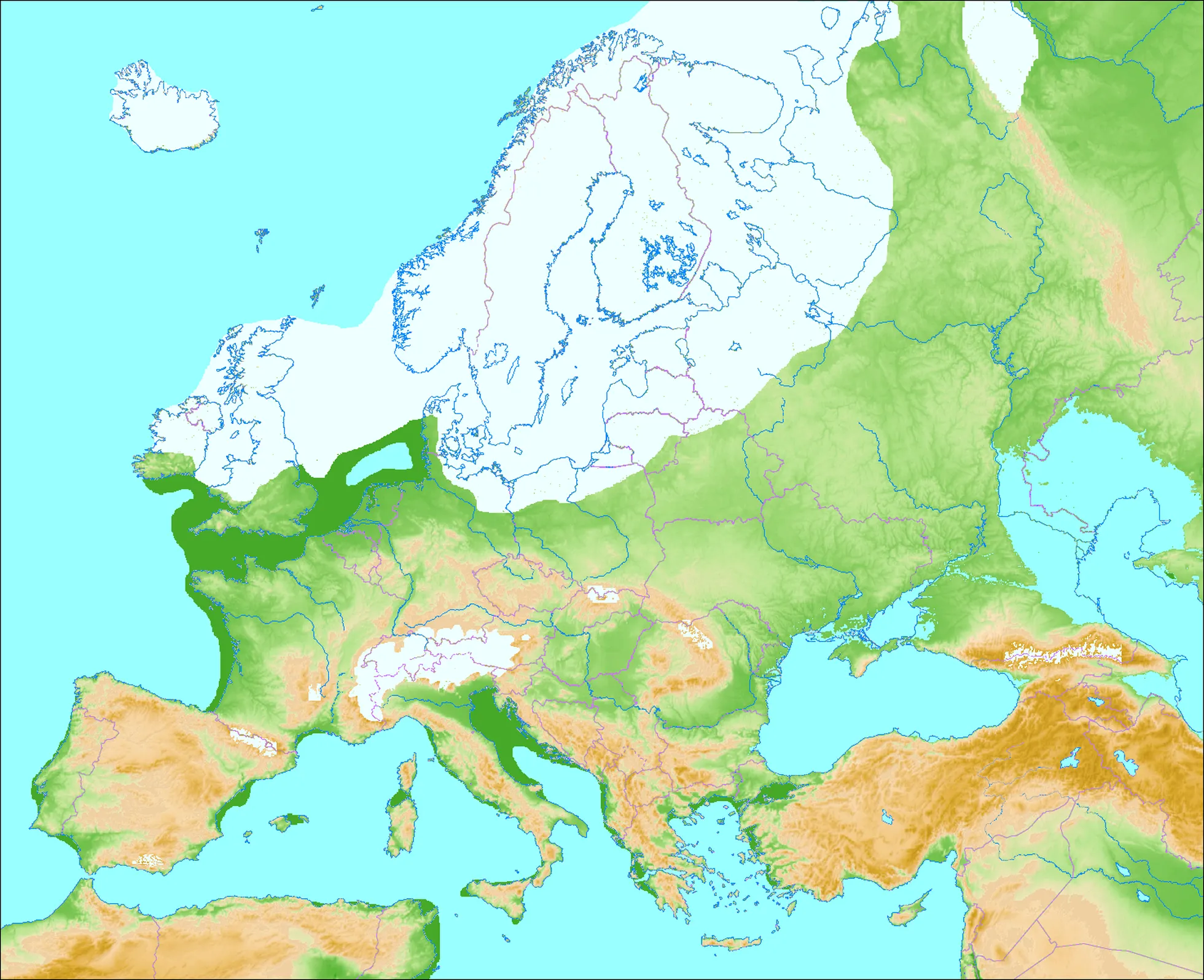 Euroopa umbes 20 000–70 000 aastat tagasi, Weichseli jäätumise ajal
