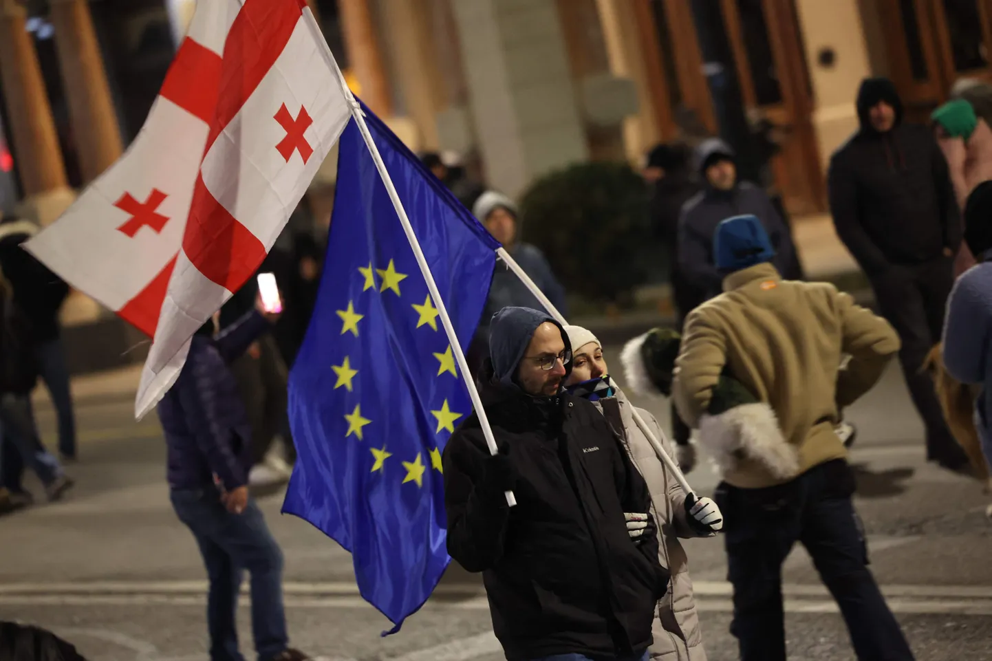 Meeleavaldus Gruusia pealinnas Thbilisis. 15. detsember 2024.