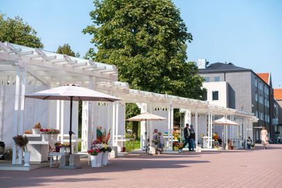 Kaubamaja ja Uueturu pargi vahel asuvad lillepaviljonid.