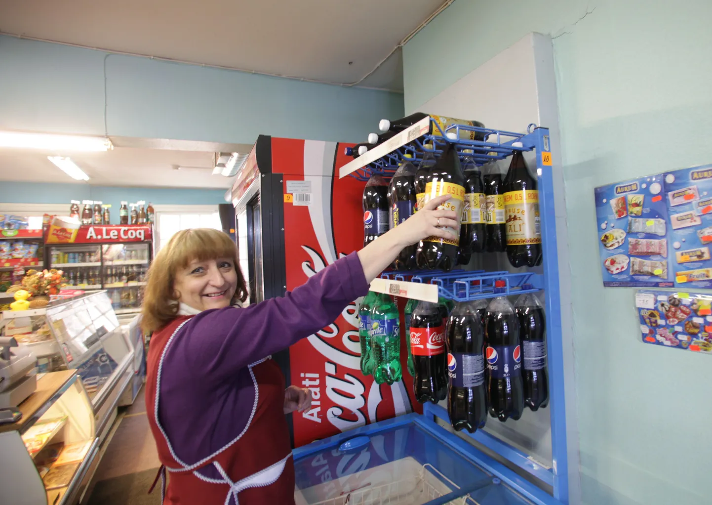 Suurema palga korral oleksid poed meeldivama teenindusega. Pildil Tartu Kuu poe müüja Valentina Revnitskaja.