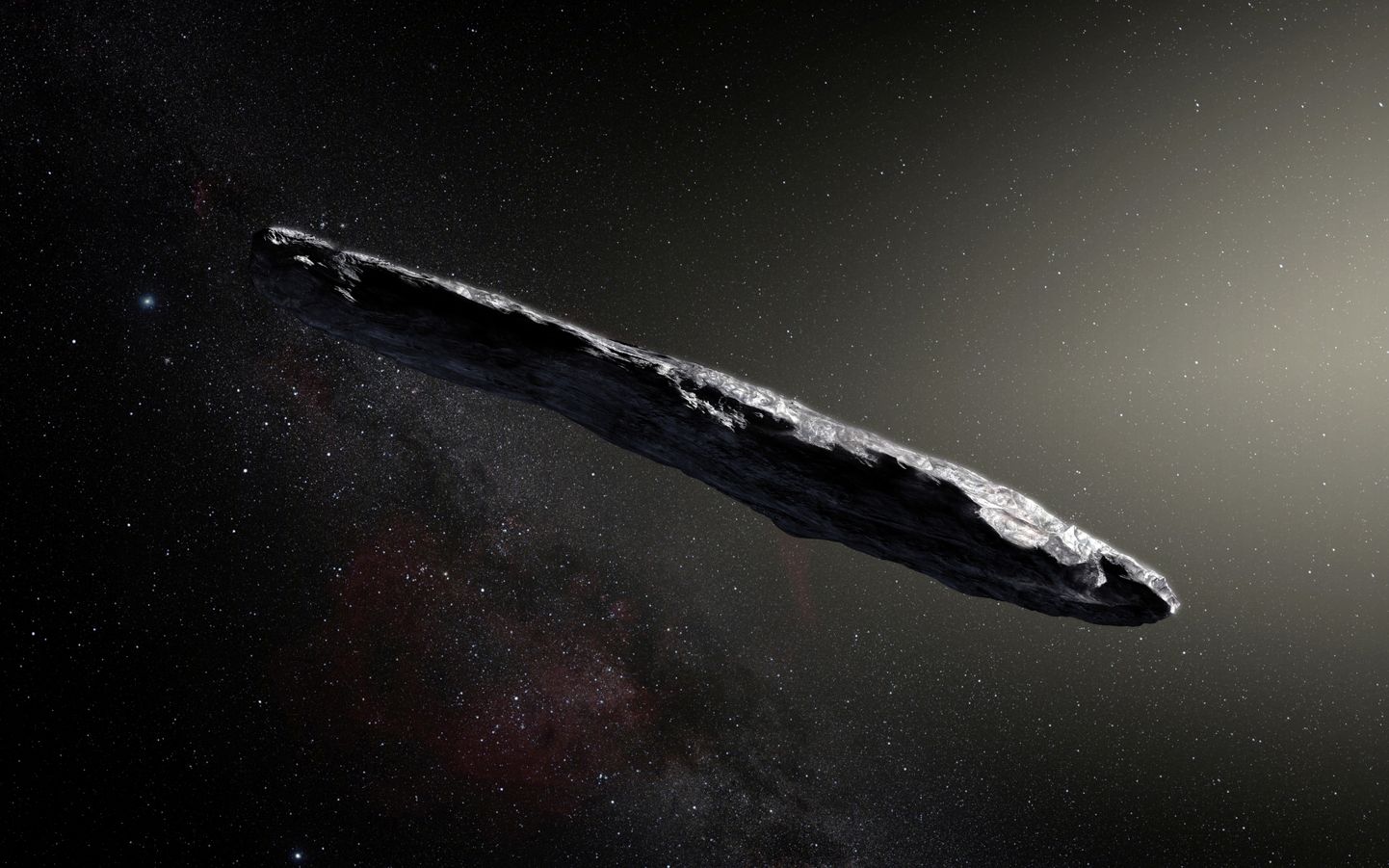 NASA kunstniku arvutijoonistus sigarikujulisest kosmilisest objektist Oumuamuast