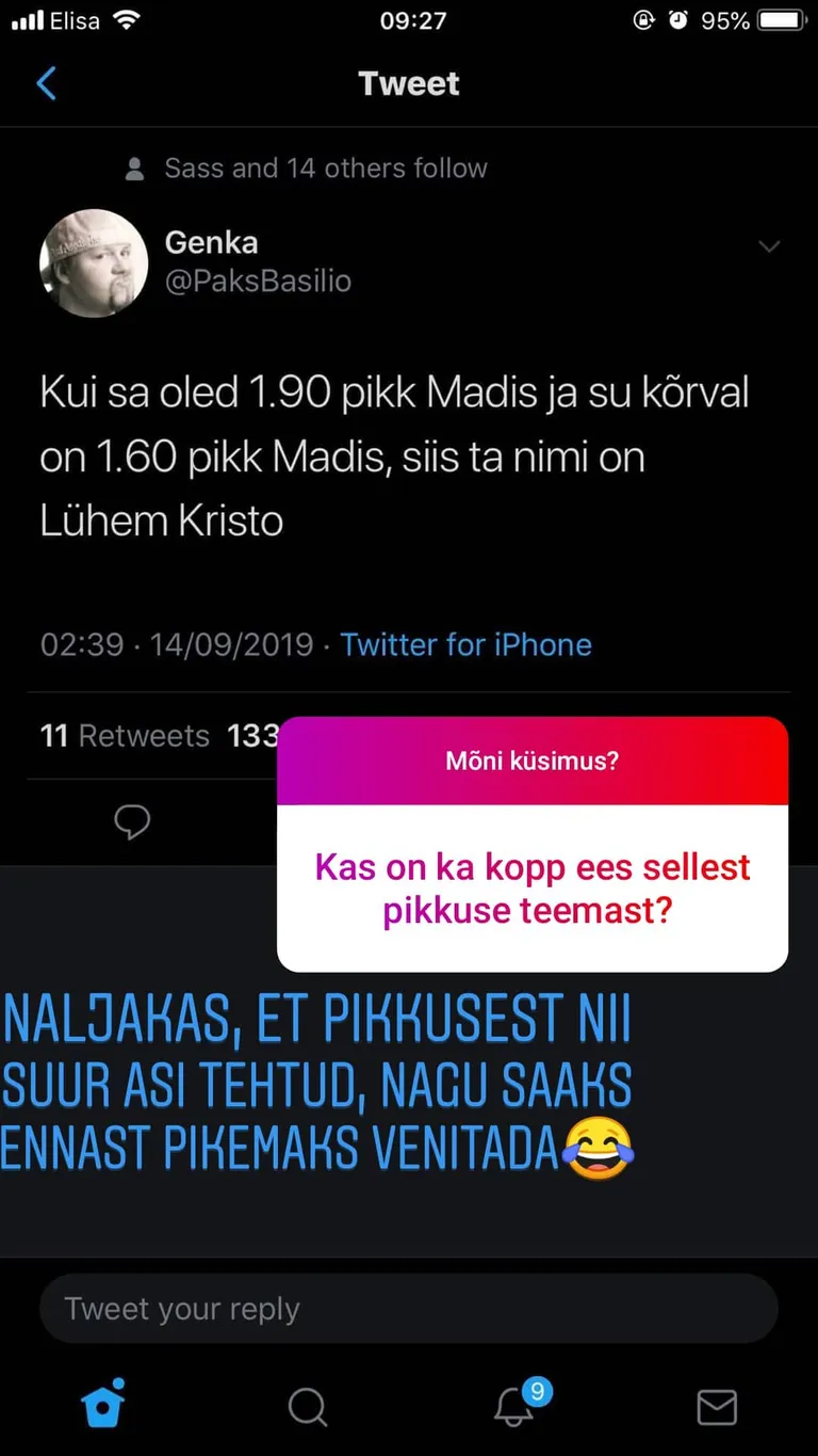 Lühem Kristo andis teada, mida pikkuseteemast arvab.