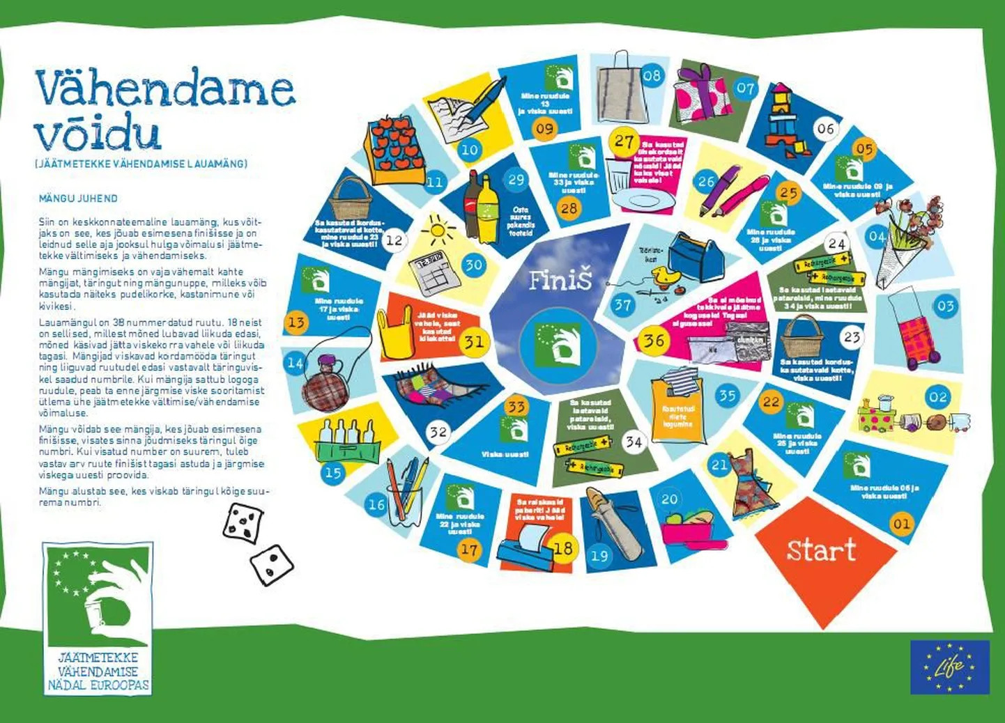 Keskkonnateemaline lauamäng "Vähendame võidu".
