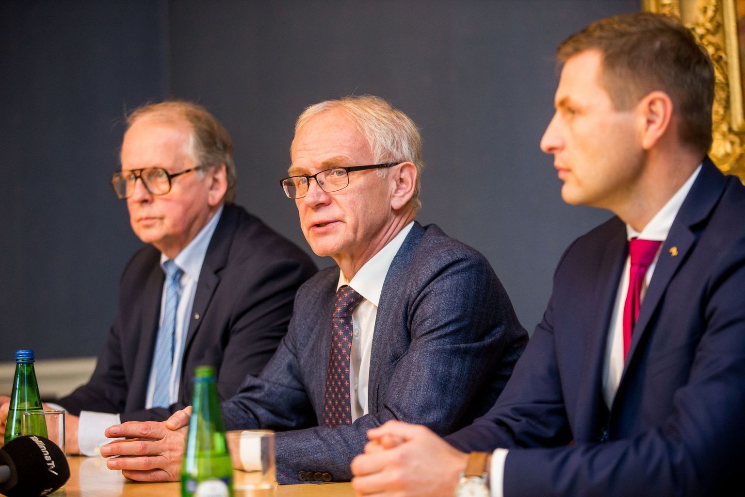 Riigikogu juhatus:(vasakult) Enn Eesmaa, Eiki Nestor, Hanno Pevkur.
FOTO: EERO VABAMÄGI/POSTIMEES