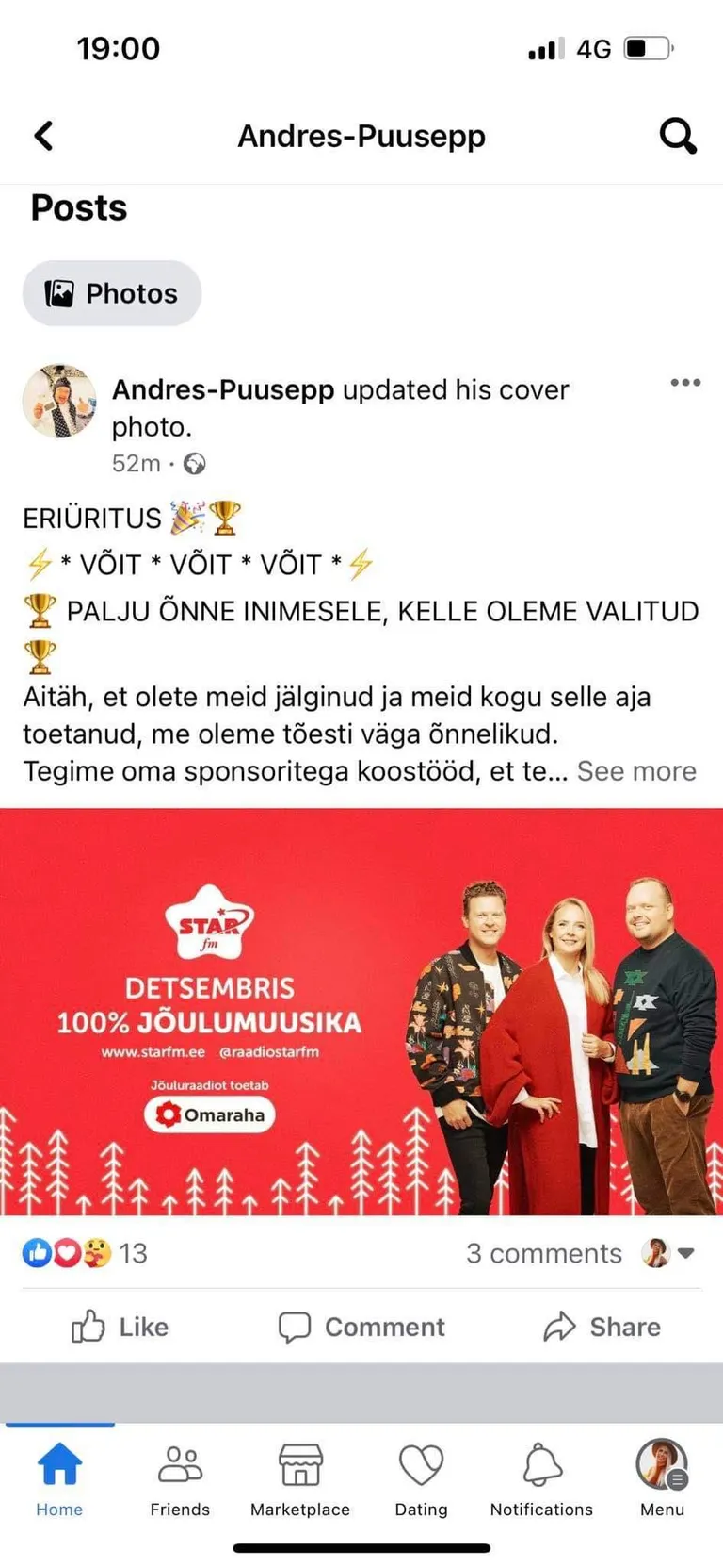 Andres Puusepa nimel loodud õngitsus.