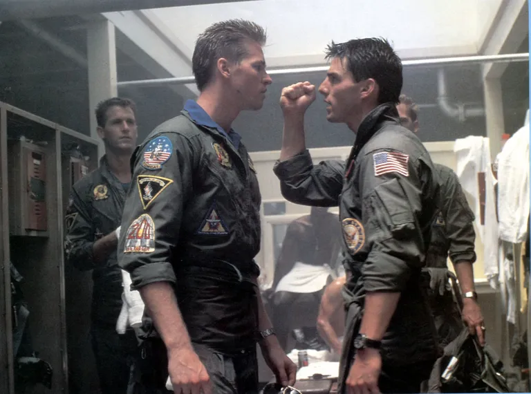 Kaader 1986. aasta filmist «Top Gun». Pildi esiplaanil Val Kilmer (vasakul) ja Tom Cruise