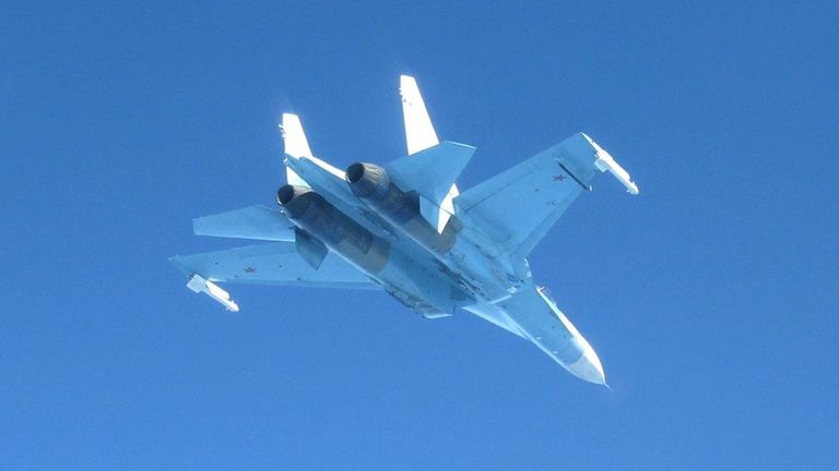 Russian Su-27 Flanker jet fighter over the Baltic Sea