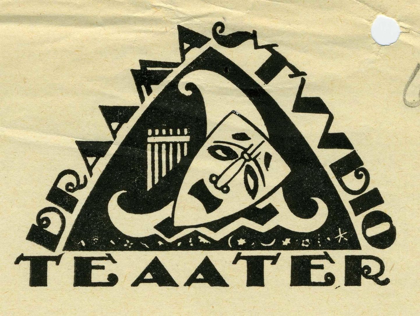 Kunstnik Peet Areni tehtud Draamastuudio Teatri logo 1924. aastal.