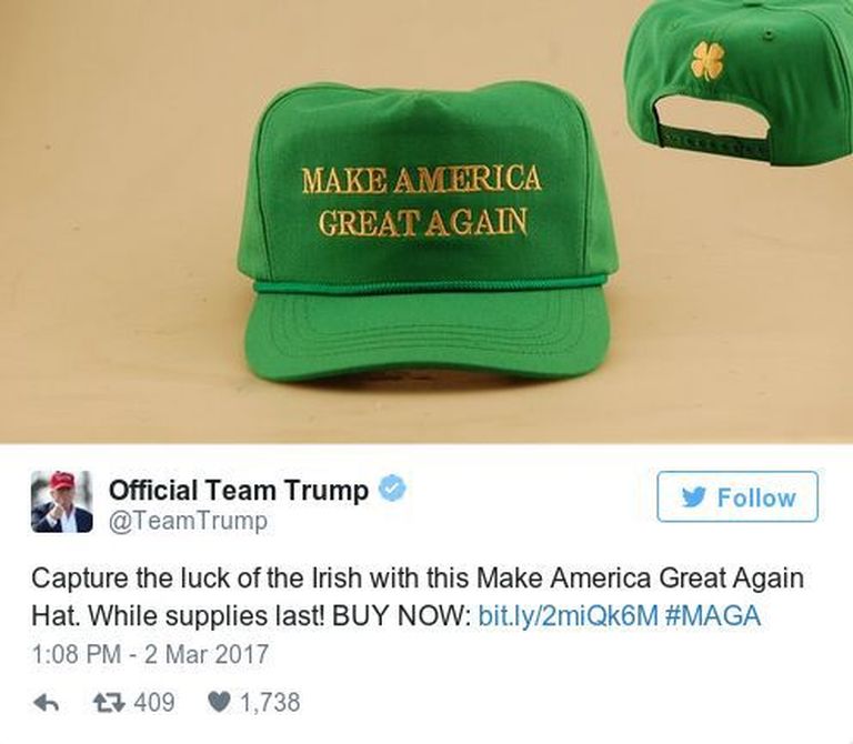 «Make America Great Again» neljalehelise ristikuga / Twitter