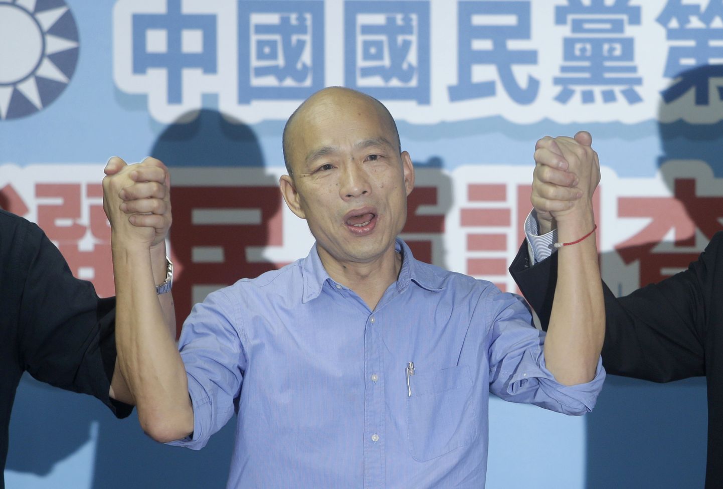 Kaohsiungi linnapea Han Kuo-yu esmaspäeval Taiwani opositsioonipartei Kuomintangi peakorteris erakonna presidendikandidaadiks valimist tähistamas.