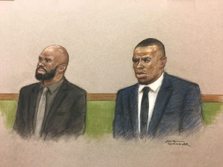 Kohtujoonistus Benjamin Mendyst ja Louis Saha Matturie'ist