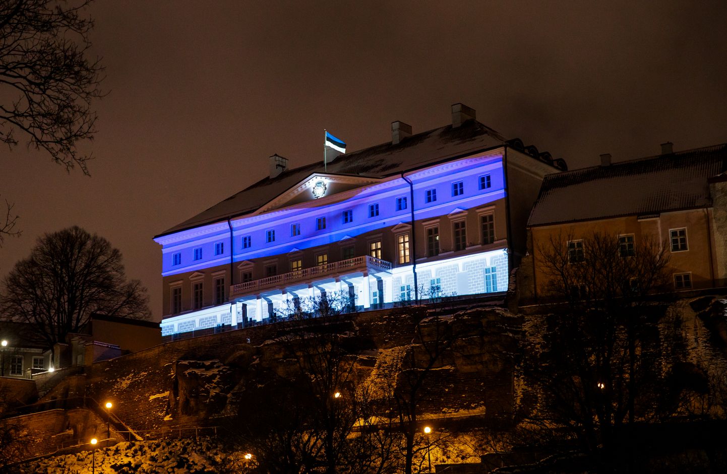 Дом Стенбока в цветах эстонского флага.