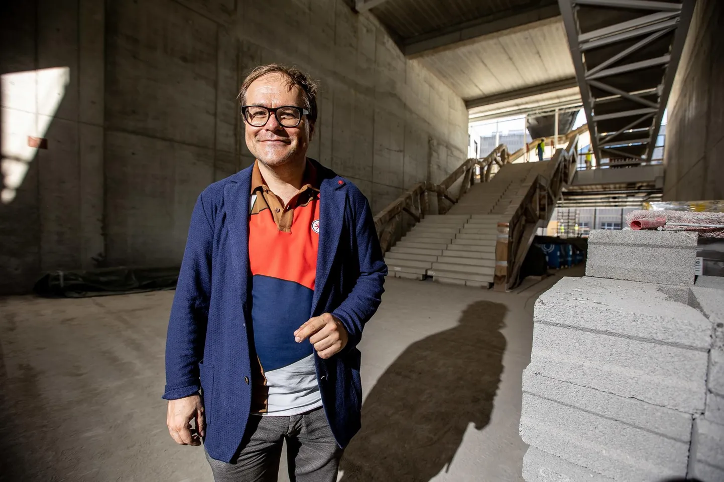Tallinn Tallinna Muusika- ja Balletikooli direktori Timo Steiner valmivas õppehoones.
