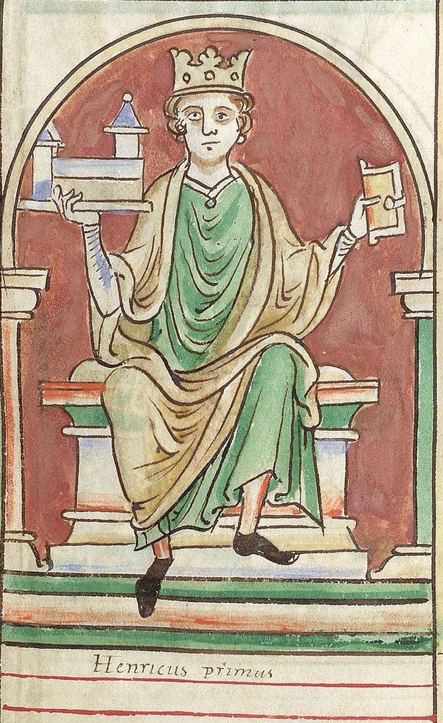 Henry I kujutav joonistus keskaegses manuskriptis «Historia Anglorum»