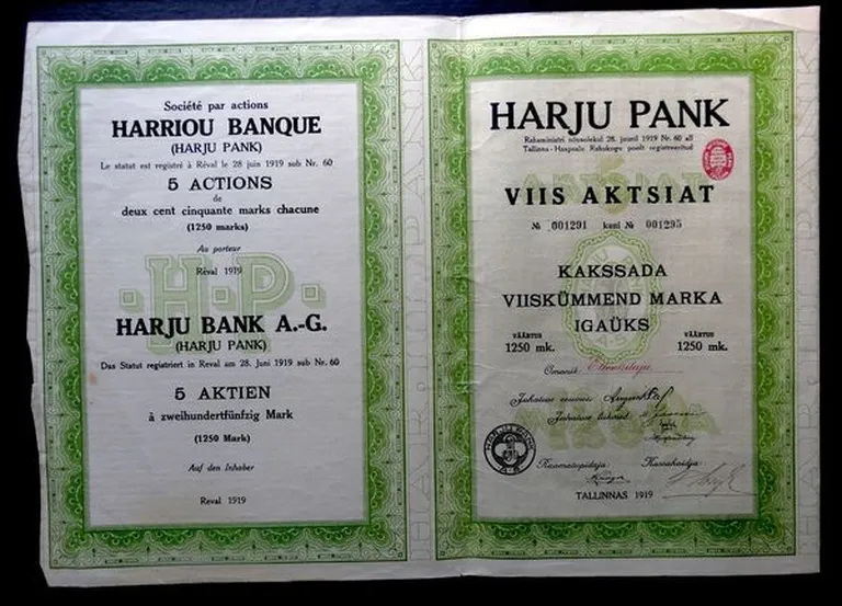 Harju Panga aktsiad. / Osta.ee foto