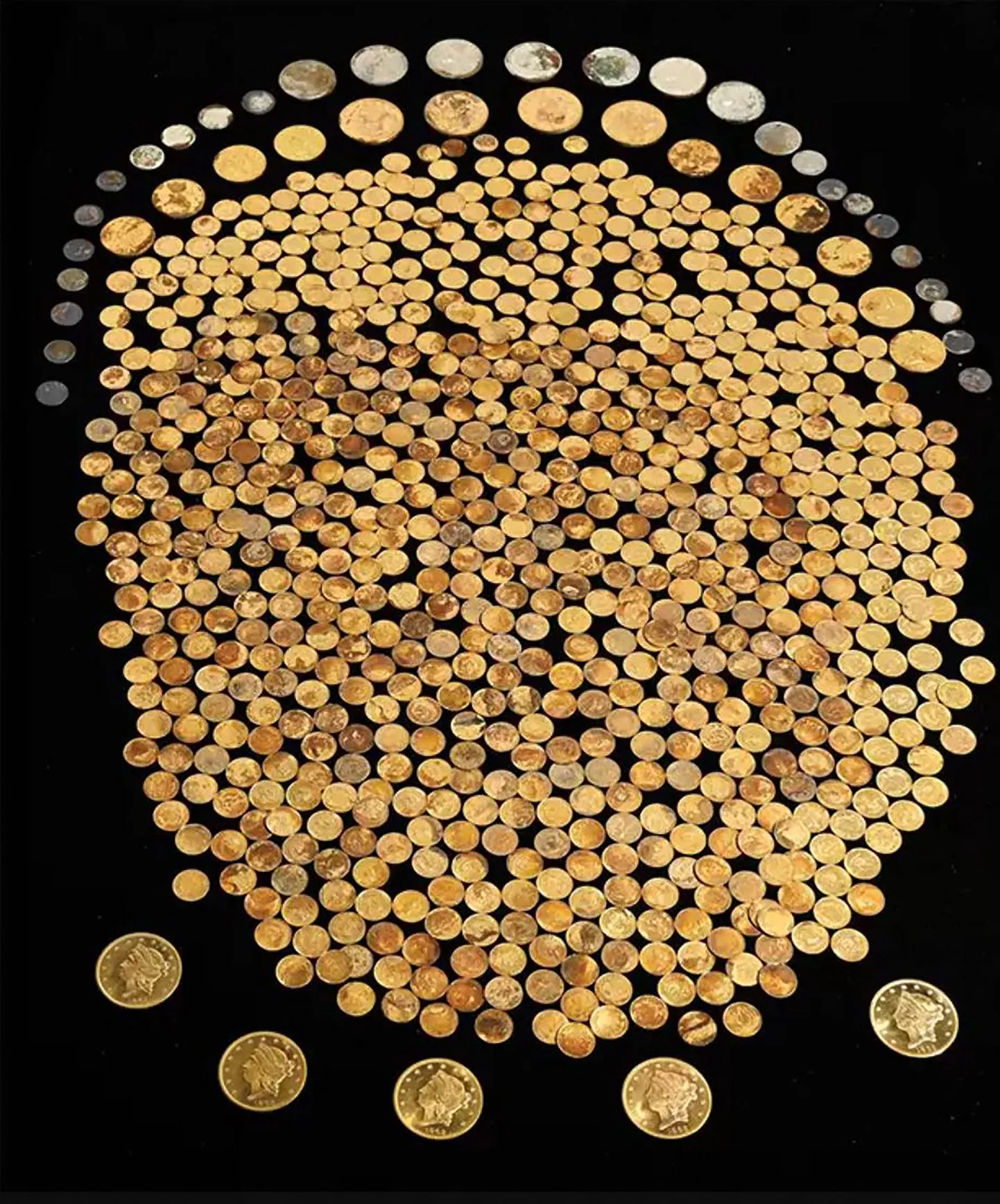 USA Kentucky maisipõllult leitud mündid, mis on vermitud 1840 - 1862