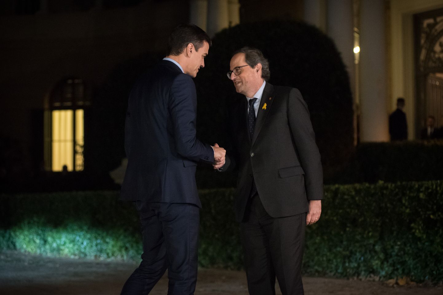 Hispaania peaminister Pedro Sánchez ja Kataloonia regionaalpresident Quim Torra neljapäeval Barcelonas.
