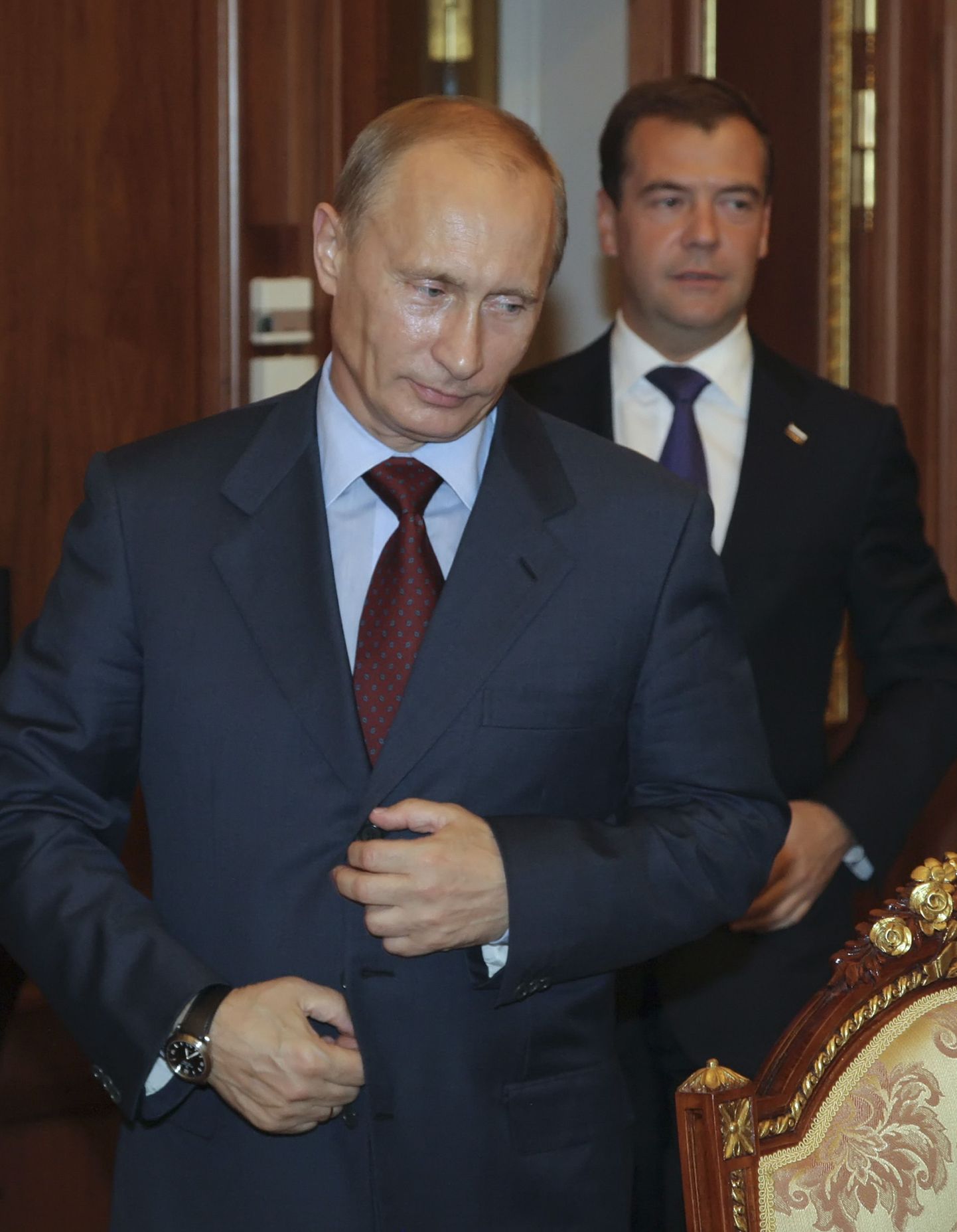 Peaminister Vladimir Putin ja riigipea Dmitri Medvedev 5. augustil.