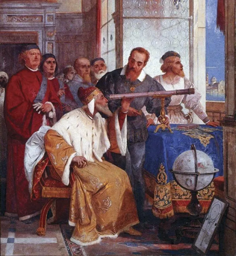 25 august 1609
Giusepe Bertini fresko 19. sajandist, mille on kujutatud Galieid, kes näitab oma teleskoopi Veneetsia valitsejale.