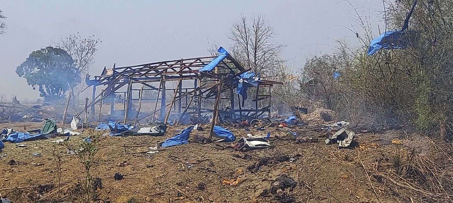 Purustused Sagaingi regioonis Pazigyi külas pärast Myanmari vägede õhurünnakut kohalike elanike ja opositsiooniliikmete vastu.