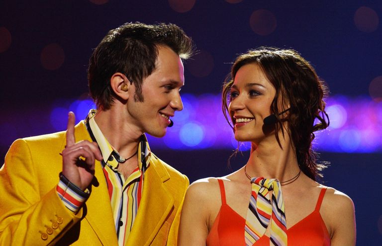 Ренарс Кауперс и Мария Наумова - ведущие "Евровидение 2003"