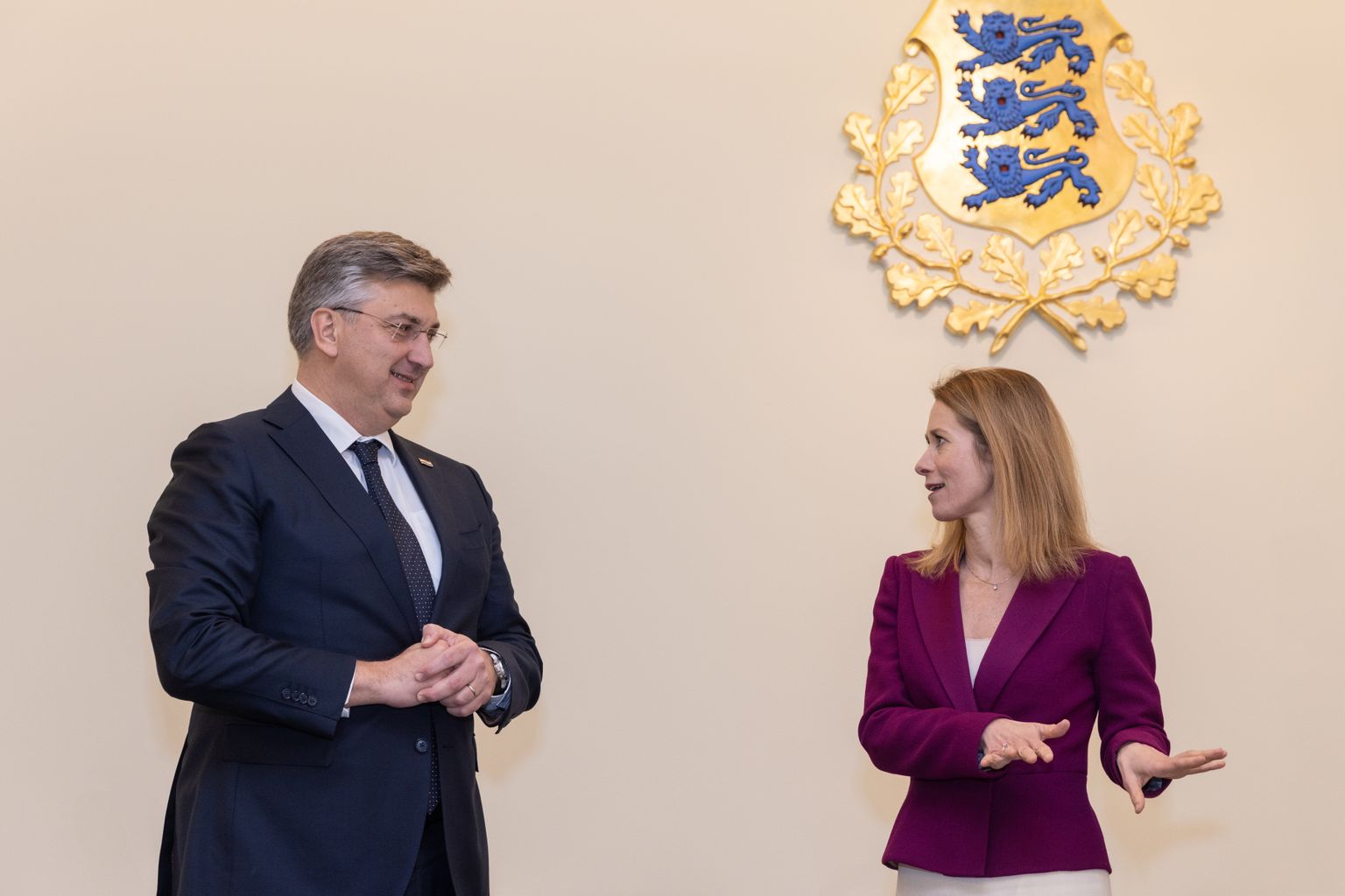 Премьер-министр Кая Каллас встретилась с премьер-министром Хорватии Андреем Пленковичем.